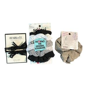Scünci & The Hair Edit Hair Accessories Bundle –Black, White, Grey (NWT)